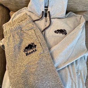 Roots fleece pants and hoodie